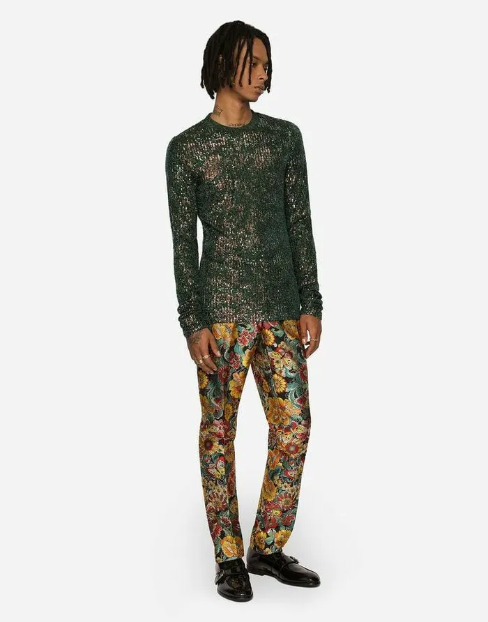 Dolce and Gabbana Trousers And Shorts Men Floral Lam Jacquard Pants Multicolor Dolce and Gabbana Trousers And Shorts Men Floral Lam Jacquard Pants Multicolor