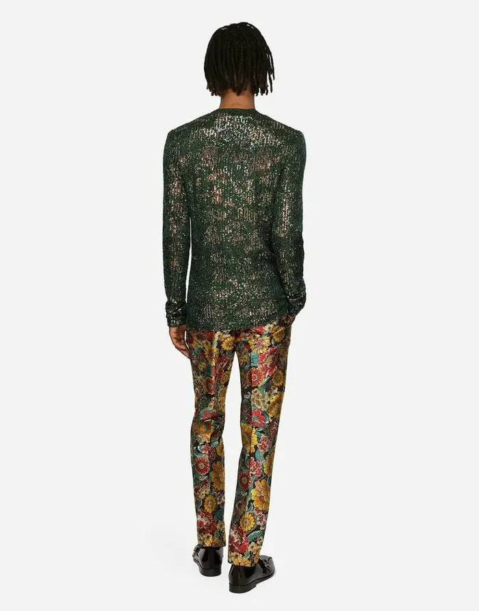 Dolce and Gabbana Trousers And Shorts Men Floral Lam Jacquard Pants Multicolor Dolce and Gabbana Trousers And Shorts Men Floral Lam Jacquard Pants Multicolor