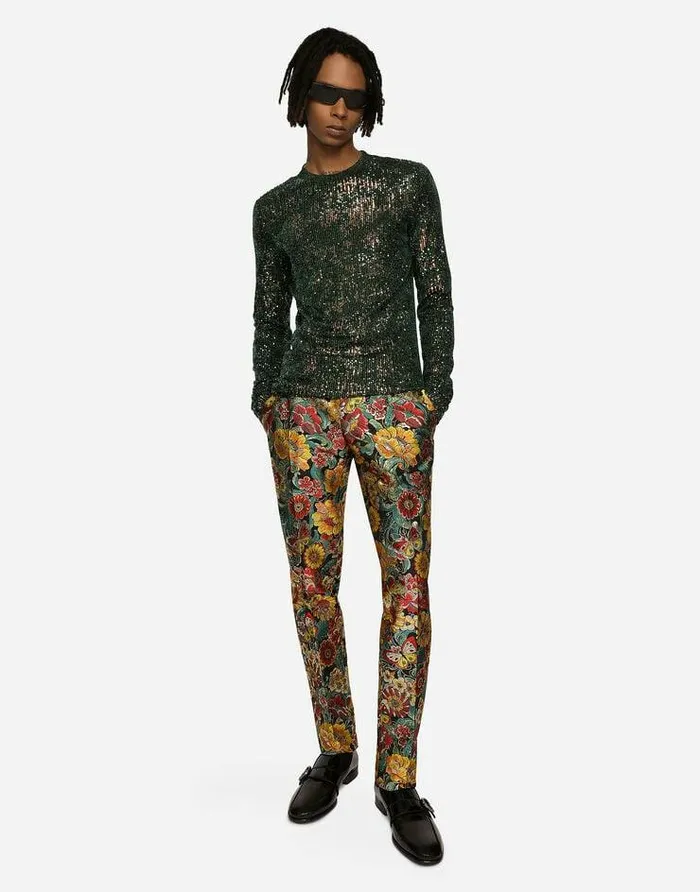 Dolce and Gabbana Trousers And Shorts Men Floral Lam Jacquard Pants Multicolor Dolce and Gabbana Trousers And Shorts Men Floral Lam Jacquard Pants Multicolor