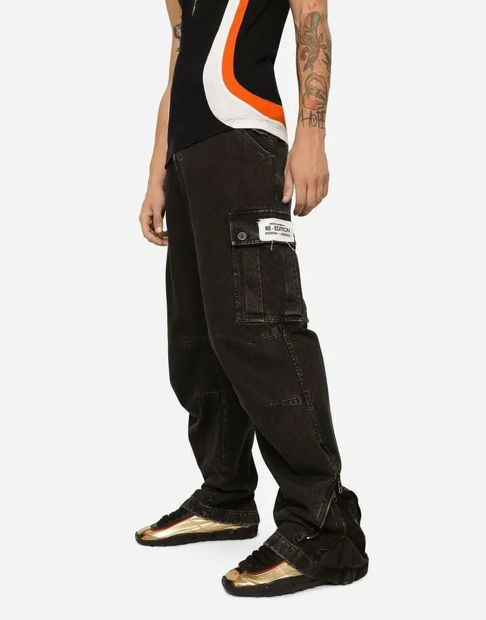 Dolce and Gabbana Trousers And Shorts Men Garmentdyed Cotton Cargo Pants Multicolor Dolce and Gabbana Trousers And Shorts Men Garmentdyed Cotton Cargo Pants Multicolor