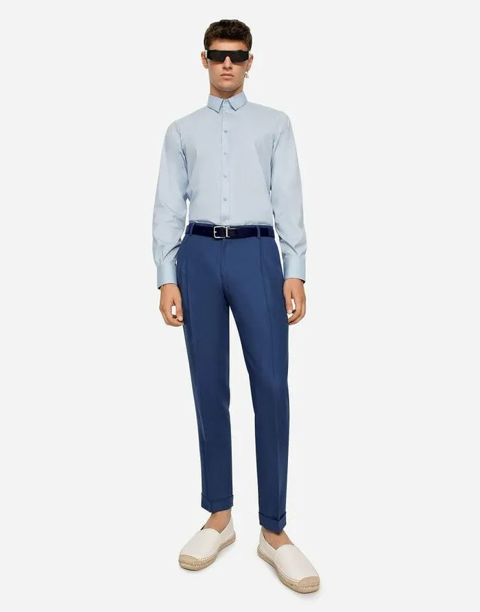 Dolce and Gabbana Trousers And Shorts Men Linen Pants Azure Dolce and Gabbana Trousers And Shorts Men Linen Pants Azure