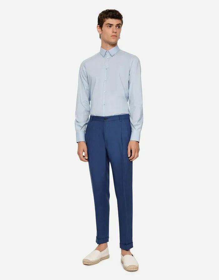 Dolce and Gabbana Trousers And Shorts Men Linen Pants Azure Dolce and Gabbana Trousers And Shorts Men Linen Pants Azure