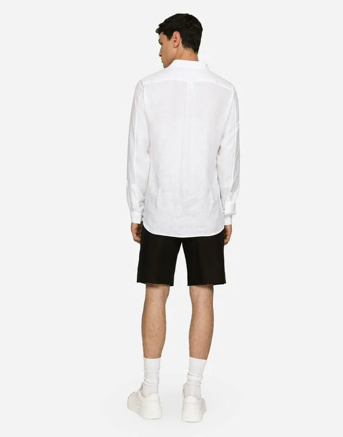 Dolce and Gabbana Trousers And Shorts Men Linen Shorts Black Dolce and Gabbana Trousers And Shorts Men Linen Shorts Black