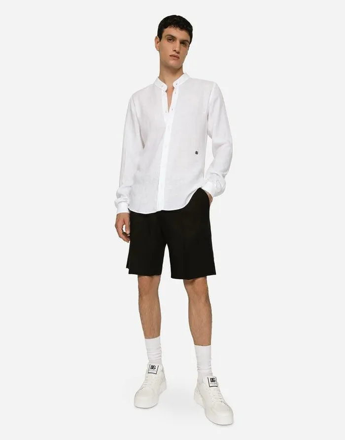Dolce and Gabbana Trousers And Shorts Men Linen Shorts Black Dolce and Gabbana Trousers And Shorts Men Linen Shorts Black