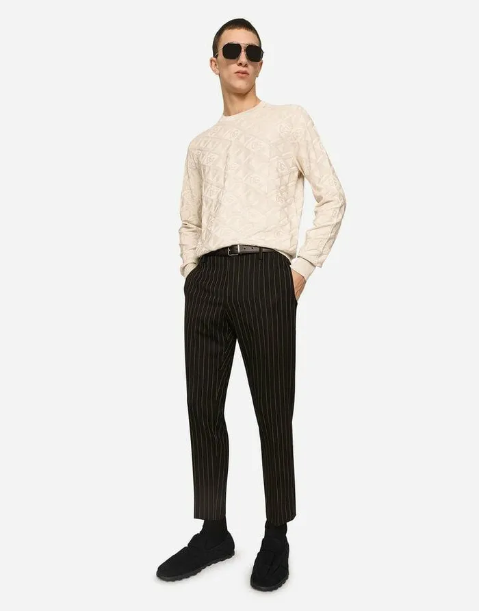Dolce and Gabbana Trousers And Shorts Men Pinstripe Stretch Wool Pants Multicolor Dolce and Gabbana Trousers And Shorts Men Pinstripe Stretch Wool Pants Multicolor