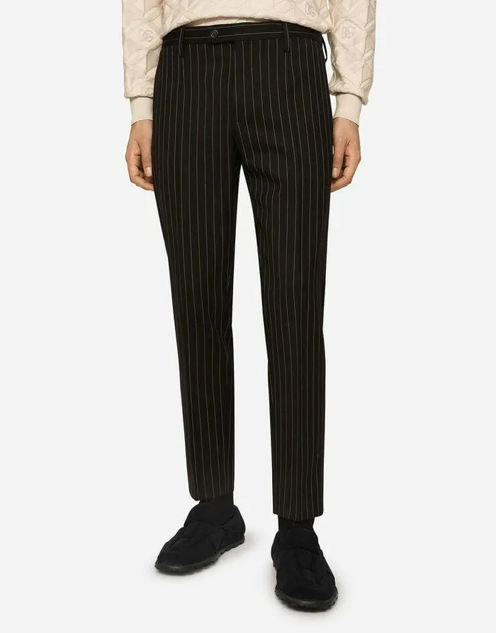 Dolce and Gabbana Trousers And Shorts Men Pinstripe Stretch Wool Pants Multicolor Dolce and Gabbana Trousers And Shorts Men Pinstripe Stretch Wool Pants Multicolor