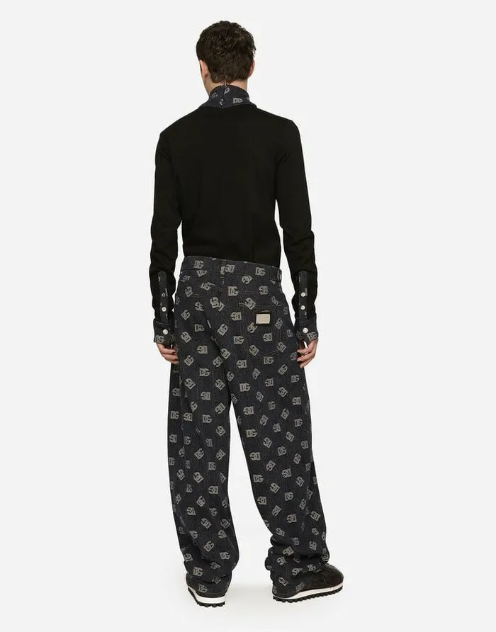 Dolce and Gabbana Trousers And Shorts Men Stretch Cotton Jacquard Pants With DG Logo Blue Dolce and Gabbana Trousers And Shorts Men Stretch Cotton Jacquard Pants With DG Logo Blue