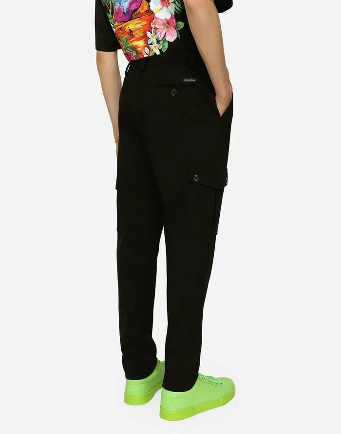 Dolce and Gabbana Trousers And Shorts Men Stretch Technical Jersey Cargo Pants Black Dolce and Gabbana Trousers And Shorts Men Stretch Technical Jersey Cargo Pants Black