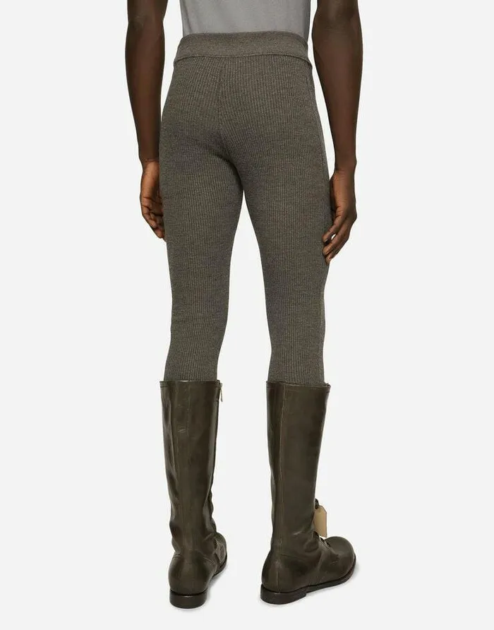 Dolce and Gabbana Trousers And Shorts Men Wool Finerib Leggings With Logo Tag Grey Dolce and Gabbana Trousers And Shorts Men Wool Finerib Leggings With Logo Tag Grey