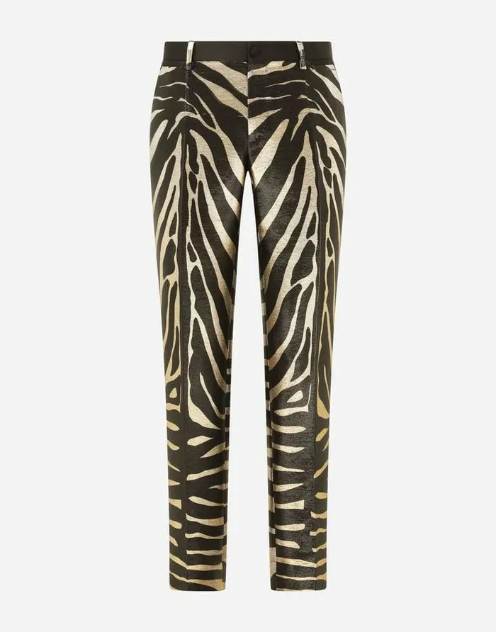 Dolce and Gabbana Trousers And Shorts Men Zebraprint Satin Lam Pants Multicolor