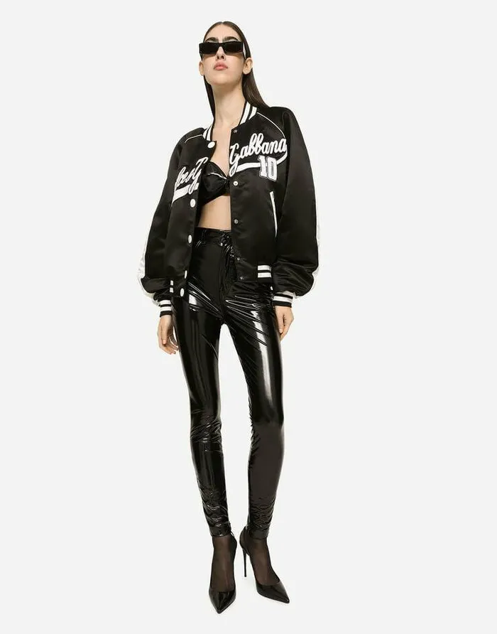 Dolce and Gabbana Trousers And Shorts Women Highwaisted Coated Jersey Pants Black