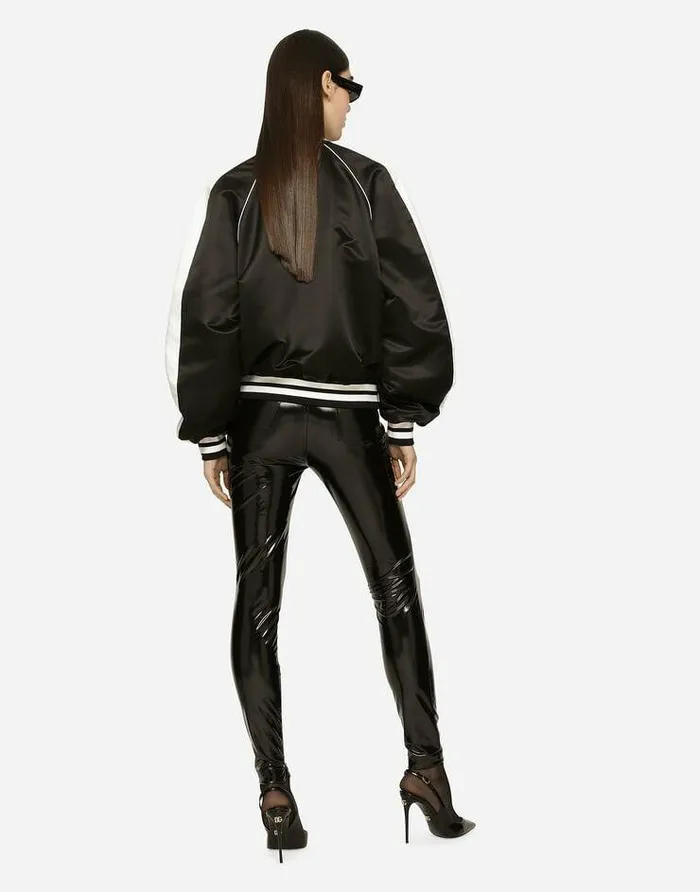 Dolce and Gabbana Trousers And Shorts Women Highwaisted Coated Jersey Pants Black