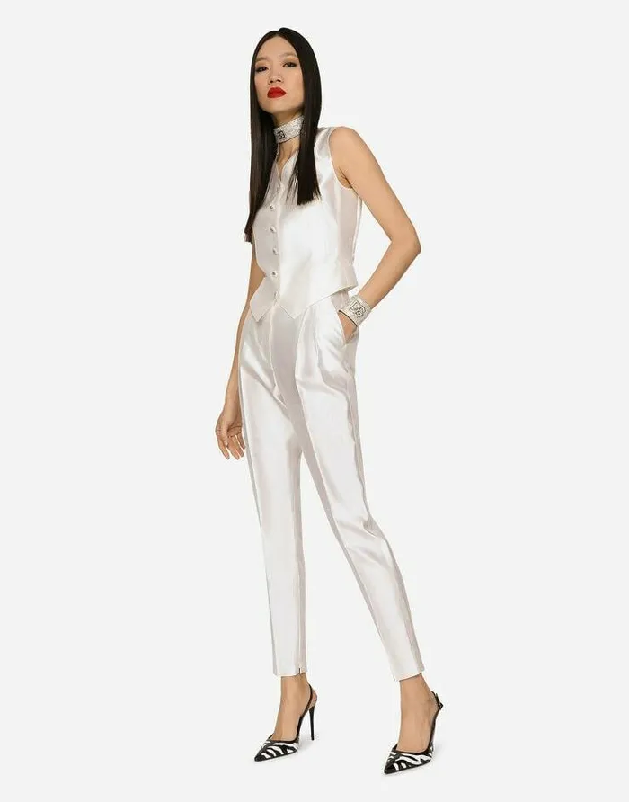 Dolce and Gabbana Trousers And Shorts Women Shantung Pants White Dolce and Gabbana Trousers And Shorts Women Shantung Pants White