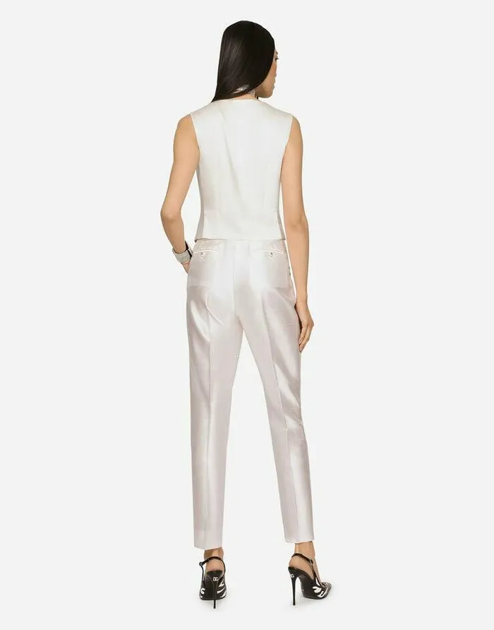 Dolce and Gabbana Trousers And Shorts Women Shantung Pants White Dolce and Gabbana Trousers And Shorts Women Shantung Pants White