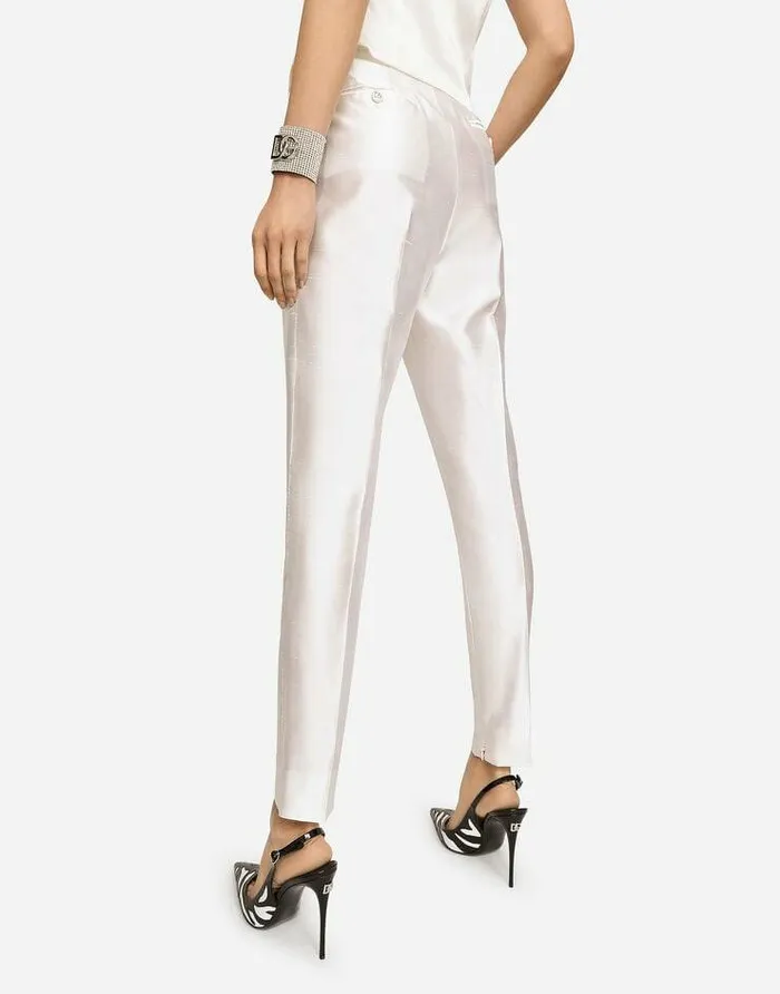 Dolce and Gabbana Trousers And Shorts Women Shantung Pants White Dolce and Gabbana Trousers And Shorts Women Shantung Pants White