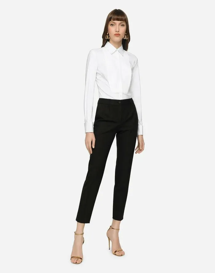 Dolce and Gabbana Trousers And Shorts Women Stretch Wool Pants Black