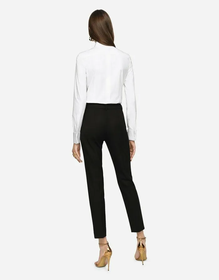 Dolce and Gabbana Trousers And Shorts Women Stretch Wool Pants Black