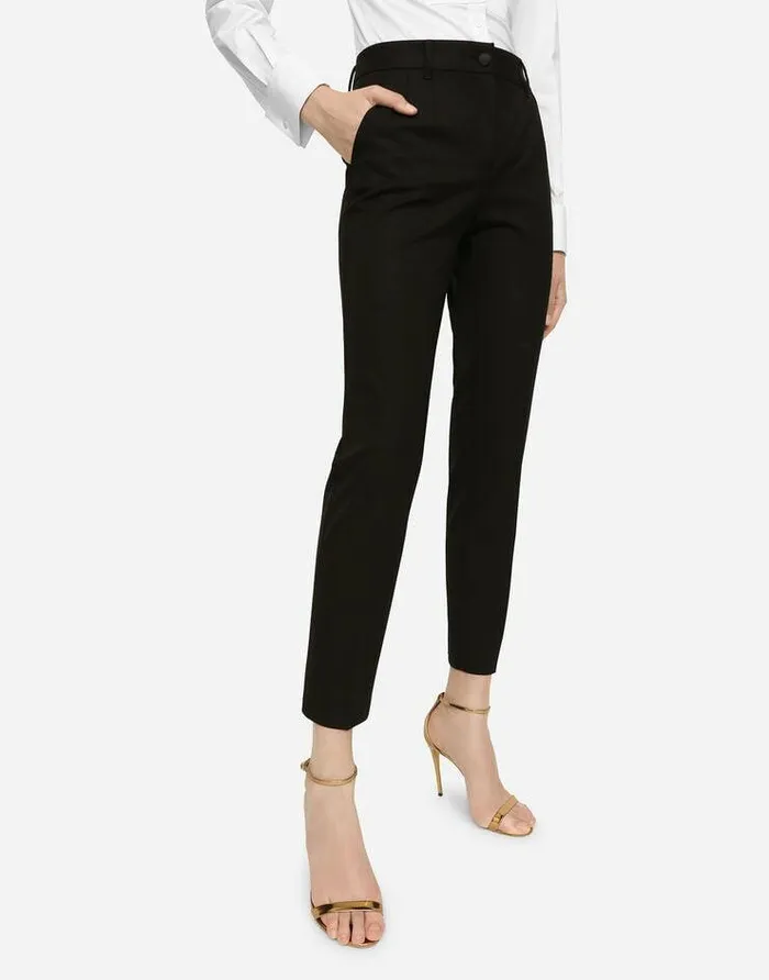 Dolce and Gabbana Trousers And Shorts Women Stretch Wool Pants Black
