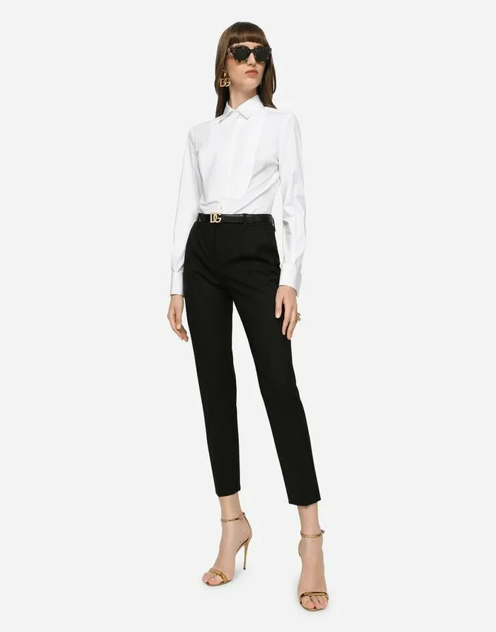 Dolce and Gabbana Trousers And Shorts Women Stretch Wool Pants Black