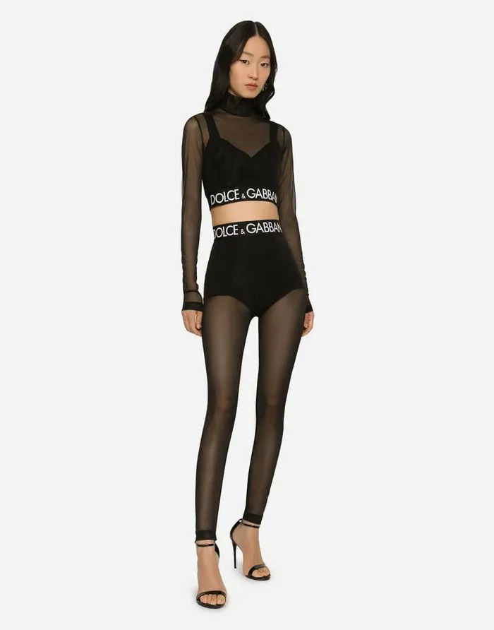 Dolce and Gabbana Trousers And Shorts Women Tulle Leggings Black Dolce and Gabbana Trousers And Shorts Women Tulle Leggings Black