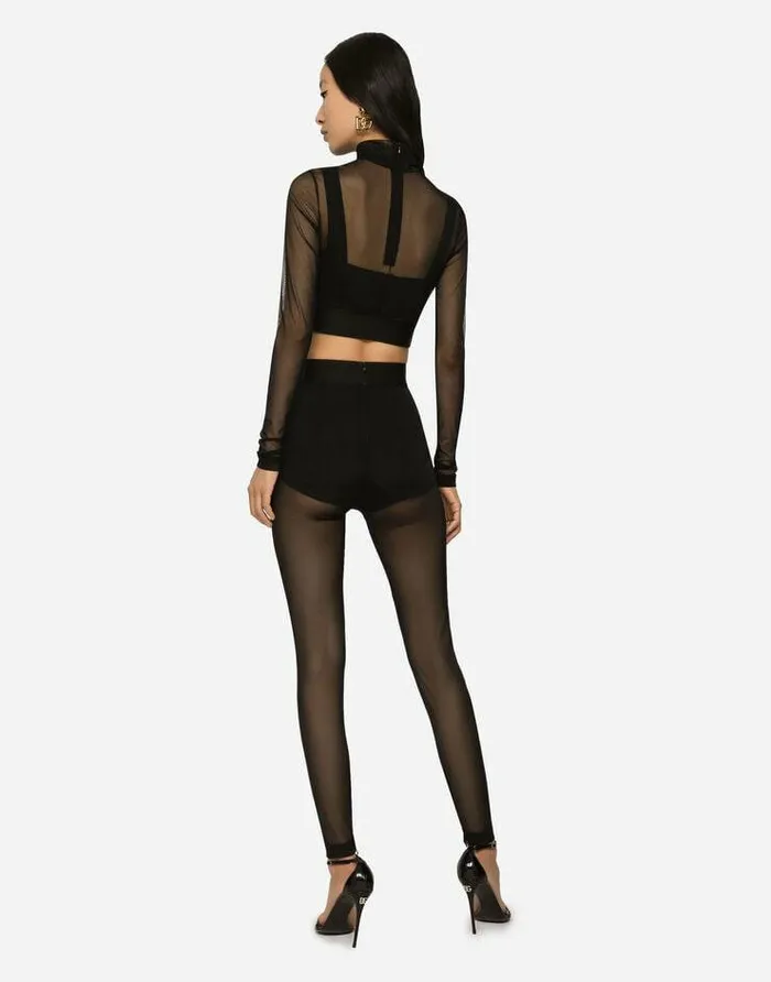 Dolce and Gabbana Trousers And Shorts Women Tulle Leggings Black Dolce and Gabbana Trousers And Shorts Women Tulle Leggings Black
