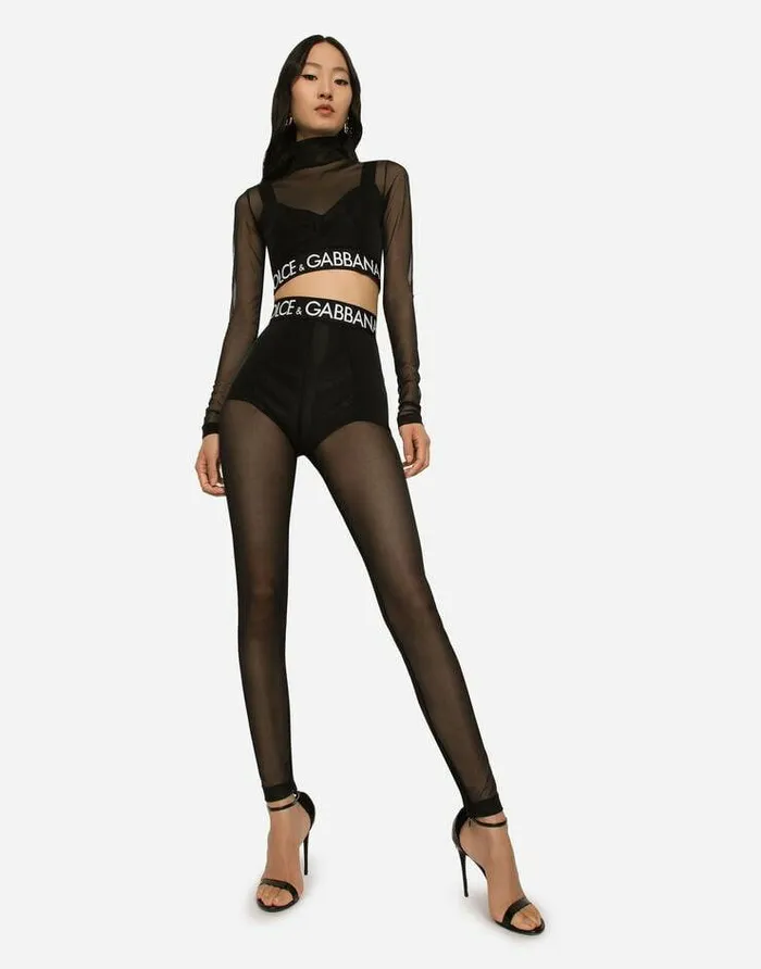 Dolce and Gabbana Trousers And Shorts Women Tulle Leggings Black Dolce and Gabbana Trousers And Shorts Women Tulle Leggings Black