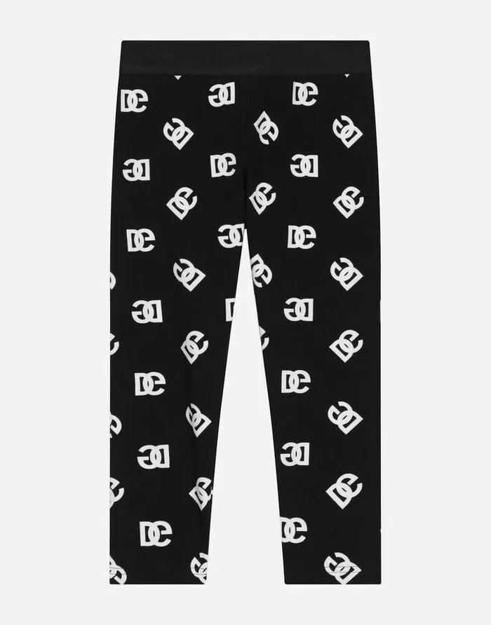 Dolce and Gabbana Trousers And Skirts Children Interlock Leggings With DG Logo Print Multicolor Dolce and Gabbana Trousers And Skirts Children Interlock Leggings With DG Logo Print Multicolor