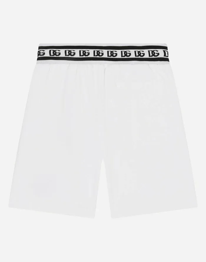 Dolce and Gabbana Trousers And Skirts Children Jersey Jogging Shorts With DG Logo Embroidery White Dolce and Gabbana Trousers And Skirts Children Jersey Jogging Shorts With DG Logo Embroidery White