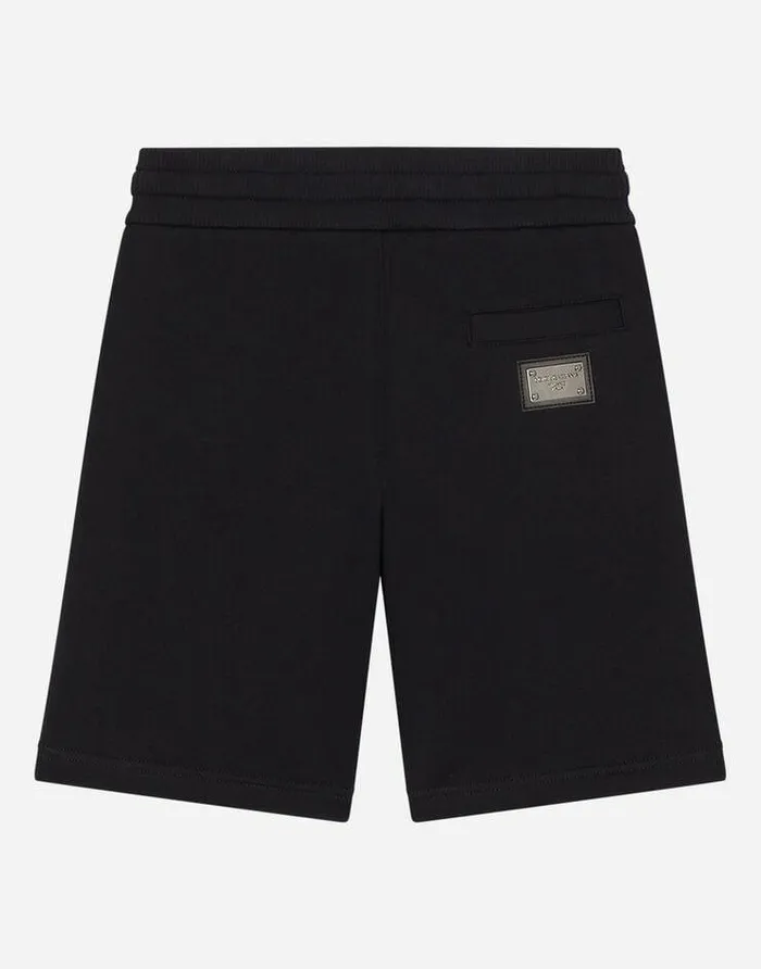 Dolce and Gabbana Trousers And Skirts Children Jersey Jogging Shorts With Logo Tag Blue Dolce and Gabbana Trousers And Skirts Children Jersey Jogging Shorts With Logo Tag Blue