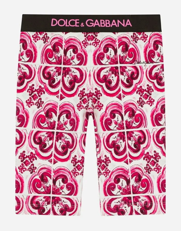 Dolce and Gabbana Trousers And Skirts Children Majolicaprint Interlock Cycling Shorts Multicolor