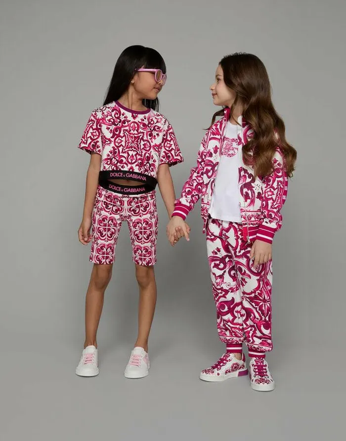 Dolce and Gabbana Trousers And Skirts Children Majolicaprint Interlock Cycling Shorts Multicolor