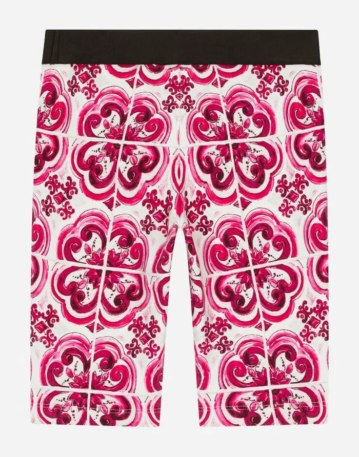 Dolce and Gabbana Trousers And Skirts Children Majolicaprint Interlock Cycling Shorts Multicolor