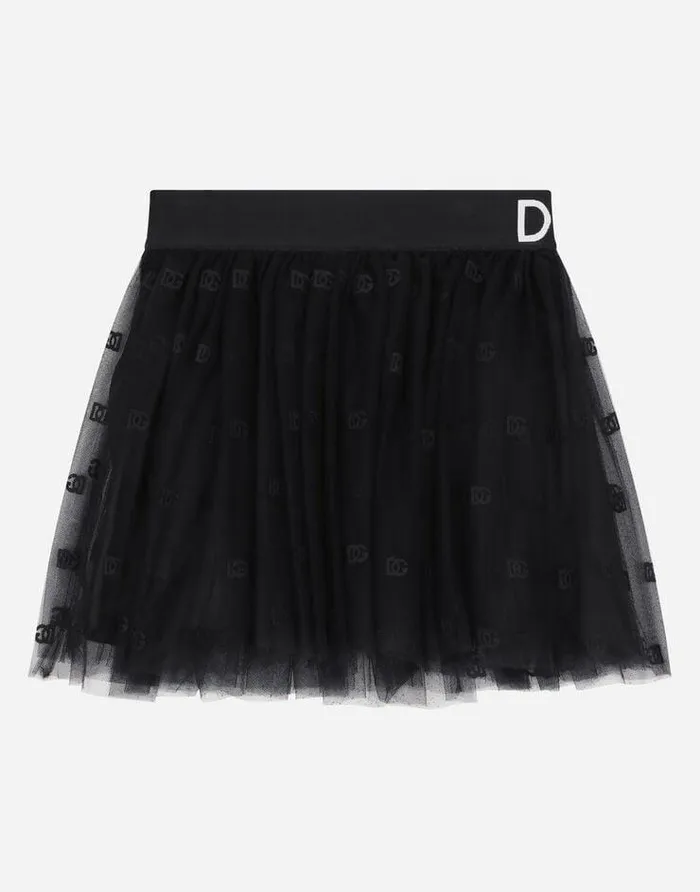 Dolce and Gabbana Trousers And Skirts Children Multilayered Tulle Miniskirt With Branded Elastic Blue Dolce and Gabbana Trousers And Skirts Children Multilayered Tulle Miniskirt With Branded Elastic Blue