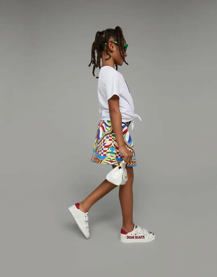 Dolce and Gabbana Trousers And Skirts Children Short Carrettoprint Jersey Skirt With Branded Elastic Waistband Multicolor Dolce and Gabbana Trousers And Skirts Children Short Carrettoprint Jersey Skirt With Branded Elastic Waistband Multicolor