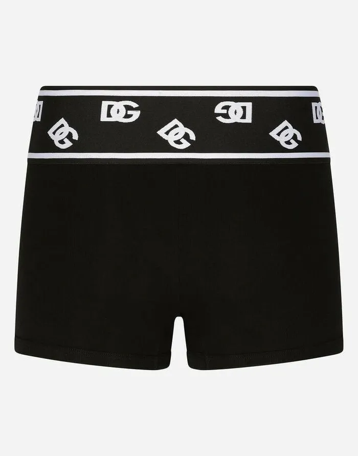 Dolce and Gabbana Underwear And Loungewear Men Finerib Cotton Boxers With DG Logo Black Dolce and Gabbana Underwear And Loungewear Men Finerib Cotton Boxers With DG Logo Black