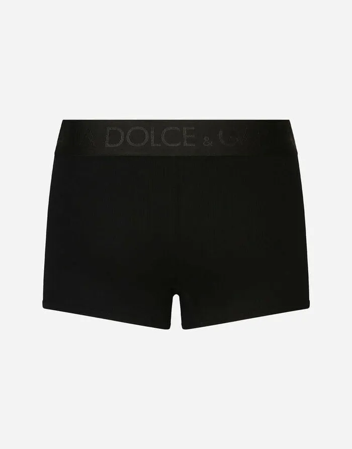 Dolce and Gabbana Underwear And Loungewear Men Finerib Regular Cotton Boxers Black