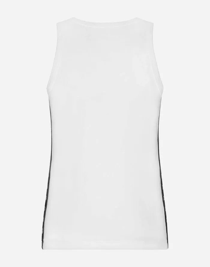 Dolce and Gabbana Underwear And Loungewear Men Twoway Stretch Cotton Singlet With Patch White Dolce and Gabbana Underwear And Loungewear Men Twoway Stretch Cotton Singlet With Patch White