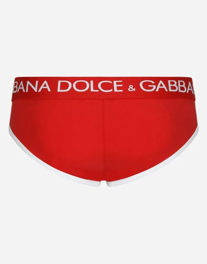 Dolce and Gabbana Underwear And Loungewear Men Twoway Stretch Jersey Brando Briefs With Contrasting Piping Red