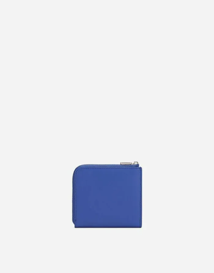 Dolce and Gabbana Wallets And Small Leather Goods Men Calfskin Card Holder With Raised Logo Blue