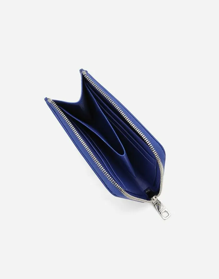 Dolce and Gabbana Wallets And Small Leather Goods Men Calfskin Card Holder With Raised Logo Blue
