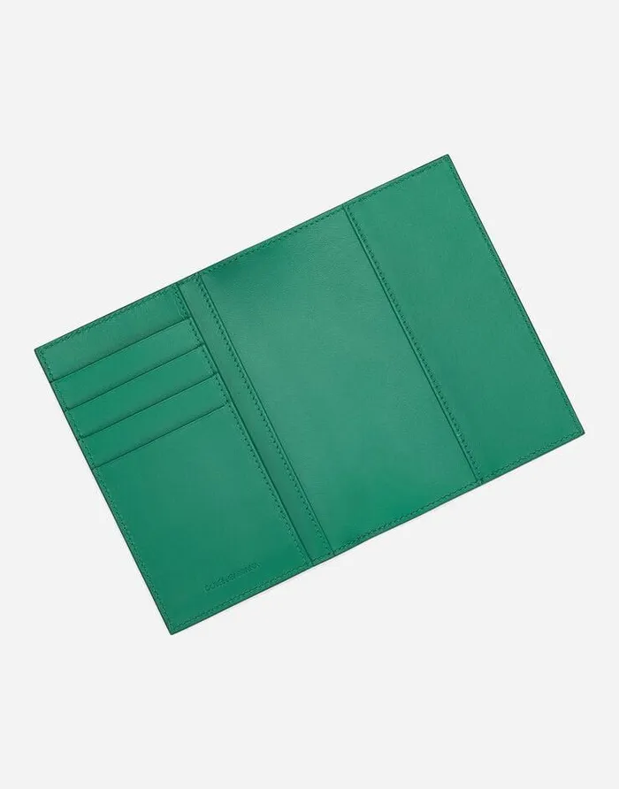Dolce and Gabbana Wallets And Small Leather Goods Men Calfskin Passport Holder With Logo Green Dolce and Gabbana Wallets And Small Leather Goods Men Calfskin Passport Holder With Logo Green