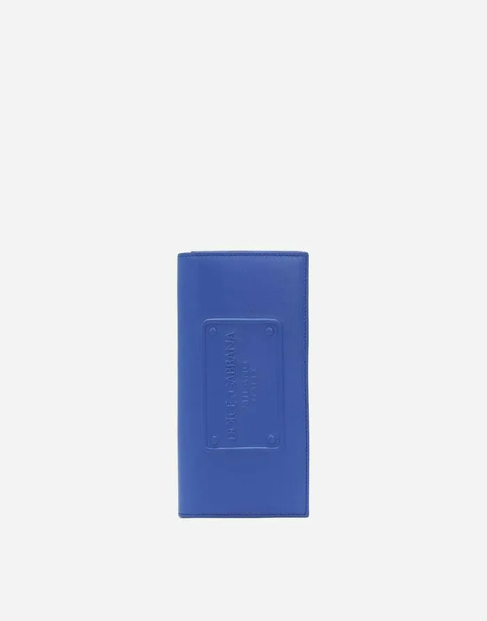 Dolce and Gabbana Wallets And Small Leather Goods Men Calfskin Vertical Wallet With Raised Logo Blue Dolce and Gabbana Wallets And Small Leather Goods Men Calfskin Vertical Wallet With Raised Logo Blue