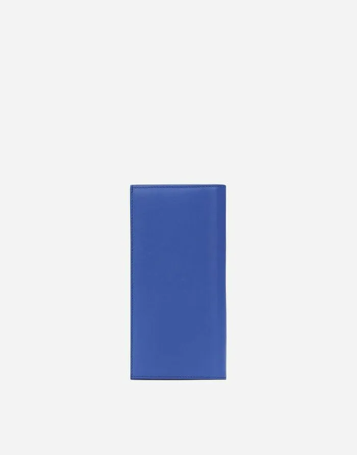 Dolce and Gabbana Wallets And Small Leather Goods Men Calfskin Vertical Wallet With Raised Logo Blue