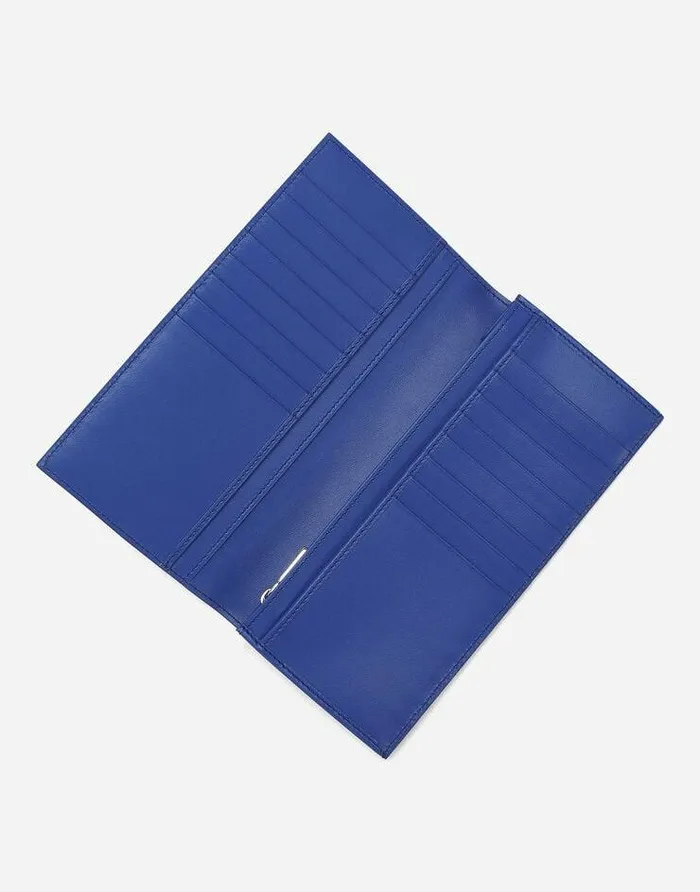 Dolce and Gabbana Wallets And Small Leather Goods Men Calfskin Vertical Wallet With Raised Logo Blue