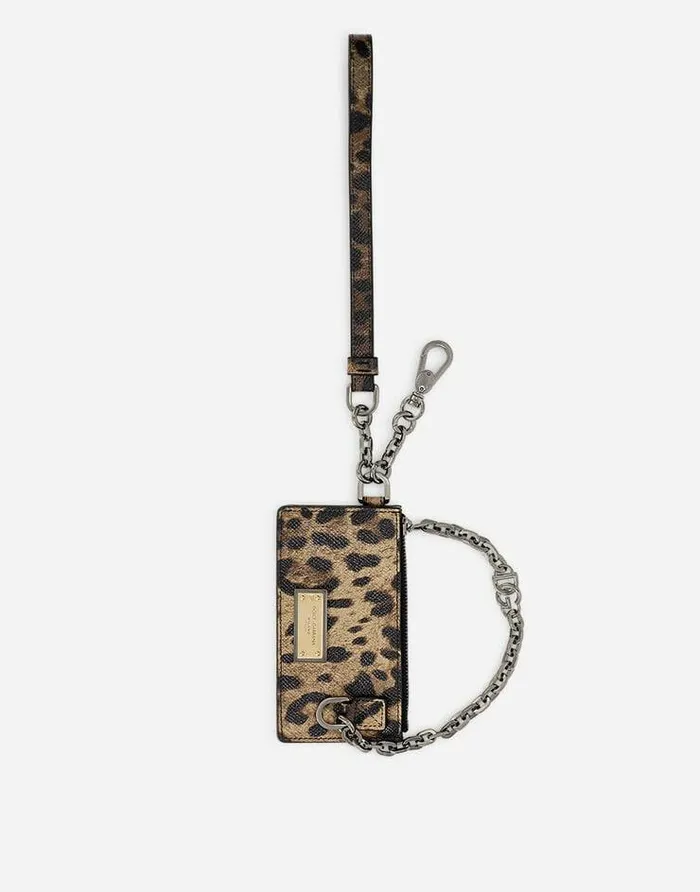 Dolce and Gabbana Wallets And Small Leather Goods Men Dauphine Calfskin Card Holder With Leopard Print Multicolor Dolce and Gabbana Wallets And Small Leather Goods Men Dauphine Calfskin Card Holder With Leopard Print Multicolor