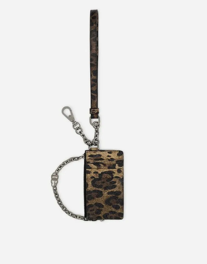 Dolce and Gabbana Wallets And Small Leather Goods Men Dauphine Calfskin Card Holder With Leopard Print Multicolor Dolce and Gabbana Wallets And Small Leather Goods Men Dauphine Calfskin Card Holder With Leopard Print Multicolor