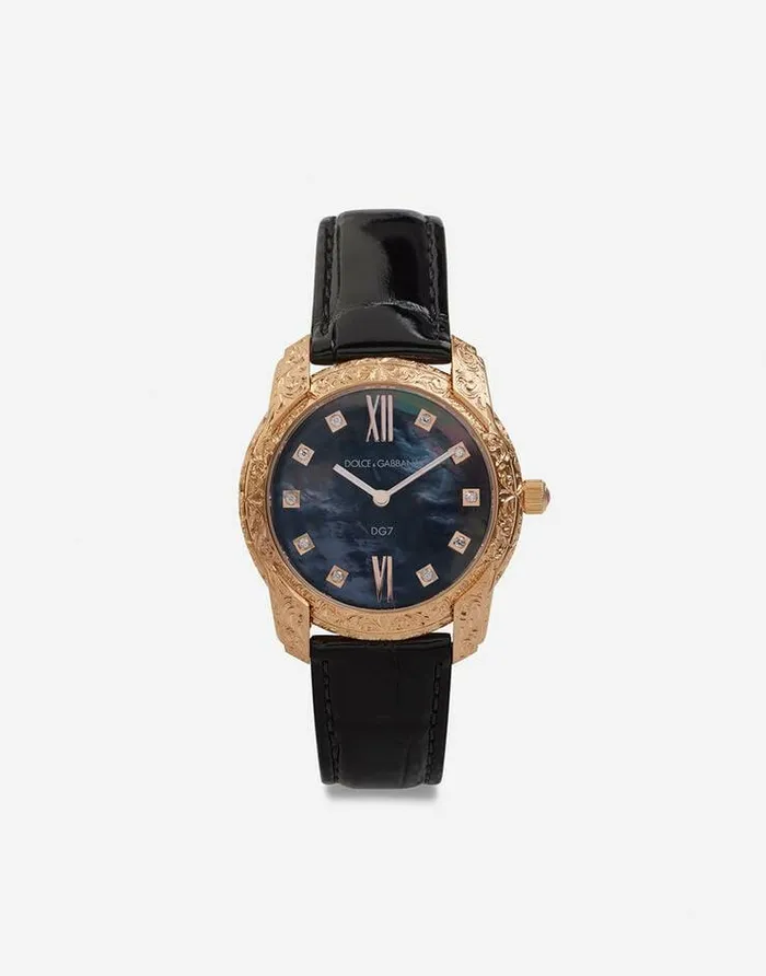 Dolce and Gabbana WatchesandStraps Women DG7 Gattopardo Watch In Red Gold With Black Mother Of Pearl And Diamonds Black Dolce and Gabbana WatchesandStraps Women DG7 Gattopardo Watch In Red Gold With Black Mother Of Pearl And Diamonds Black