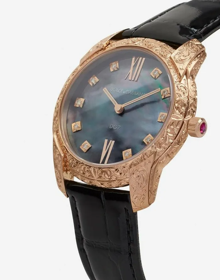 Dolce and Gabbana WatchesandStraps Women DG7 Gattopardo Watch In Red Gold With Black Mother Of Pearl And Diamonds Black Dolce and Gabbana WatchesandStraps Women DG7 Gattopardo Watch In Red Gold With Black Mother Of Pearl And Diamonds Black
