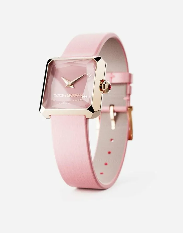 Dolce and Gabbana WatchesandStraps Women Gold Watch With Silk Strap Pink Dolce and Gabbana WatchesandStraps Women Gold Watch With Silk Strap Pink