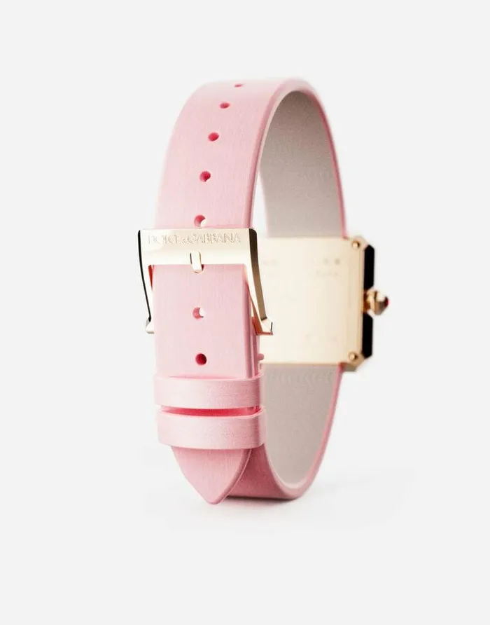 Dolce and Gabbana WatchesandStraps Women Gold Watch With Silk Strap Pink Dolce and Gabbana WatchesandStraps Women Gold Watch With Silk Strap Pink